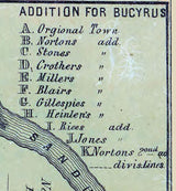 1850 Map of Bucyrus Crawford County Ohio
