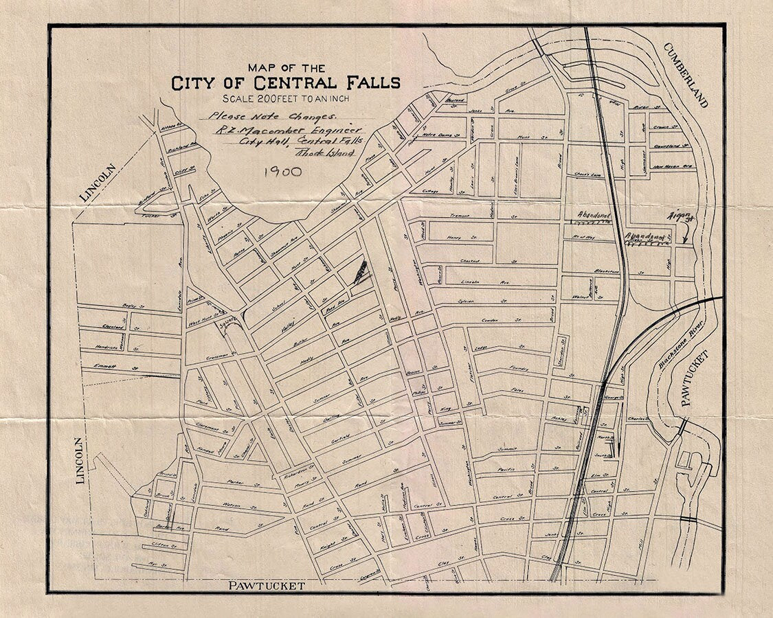 1900 Map of Central Falls Rhode Island