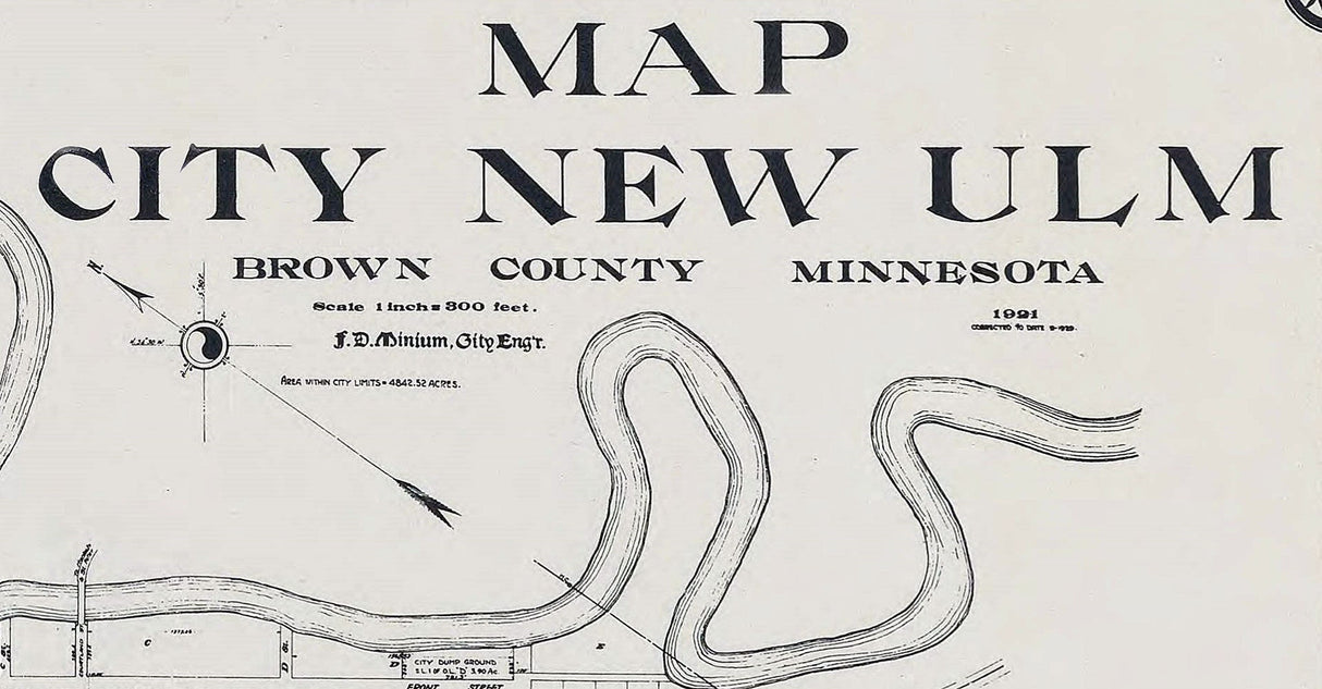 1921 Map of New Ulm Brown County Minnesota