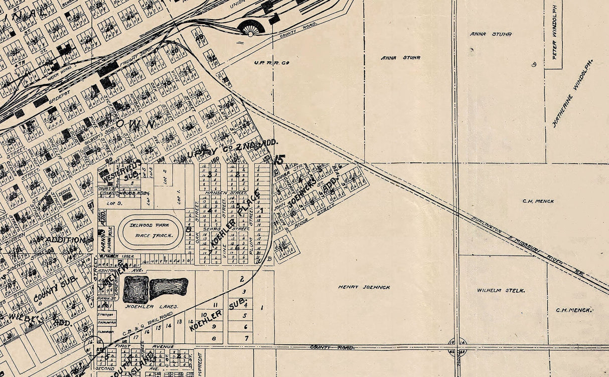 1912 Map of Grand Island Hall County Nebraska