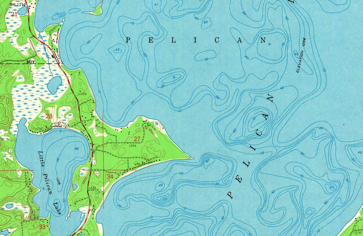 1959 Topo Map of Pelican Lake Crow Wing County Minnesota