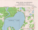 1959 Topo Map of Pine River Minnesota Quadrangle Norway Lake Chickamaw Beach