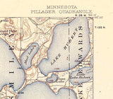 1919 Topo Map of Pillager Minnesota Quadrangle Gull Lake Rail Prairie