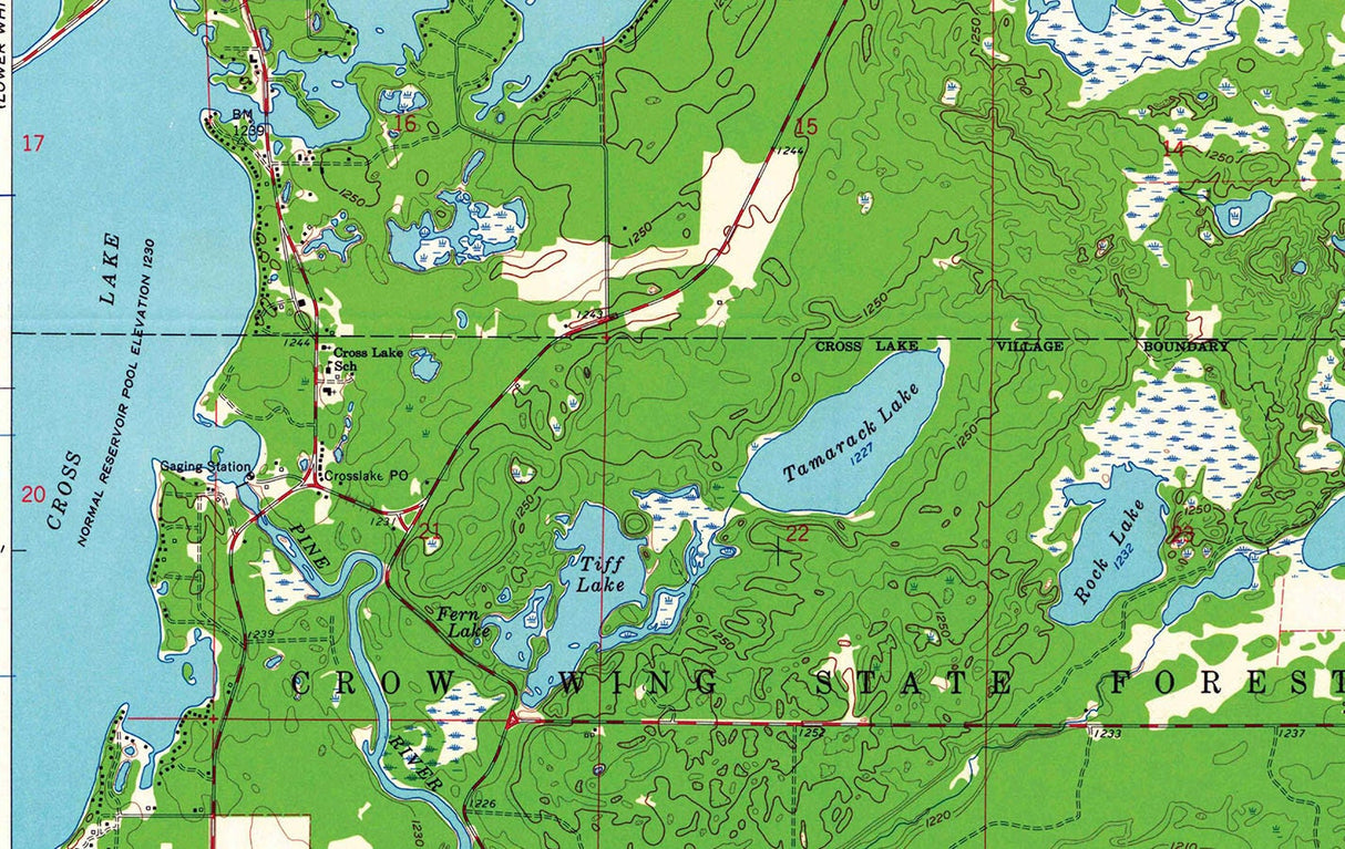 1960 Topo Map of Cross Lake Minnesota Quadrangle