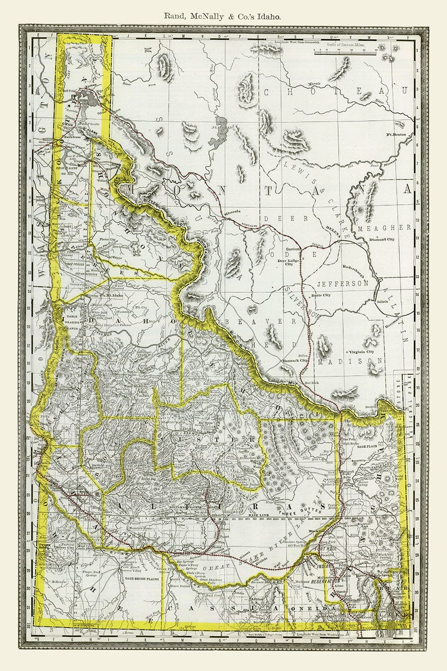 1889 Map of Idaho
