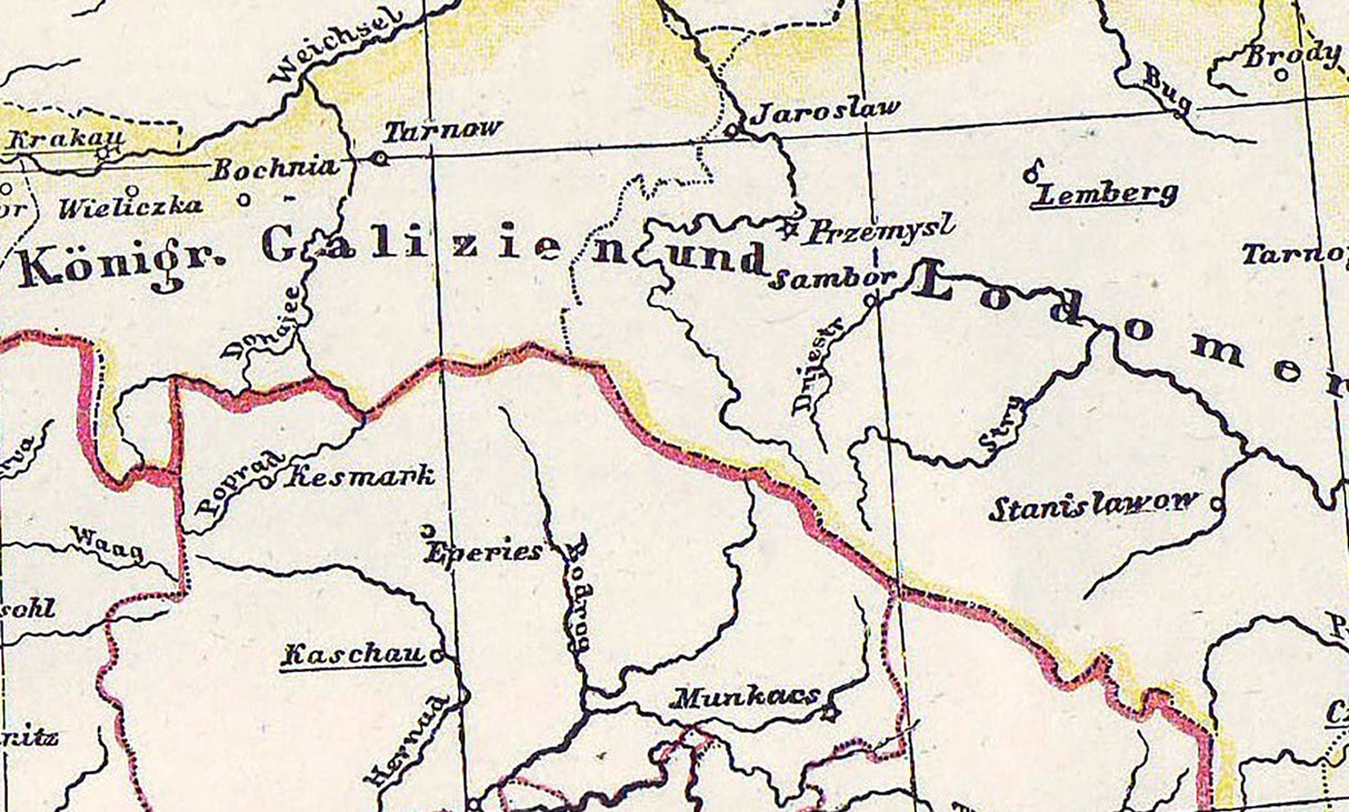 1874 Map of Austria Hungary & Galicia