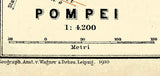 1910 Map of Pompei Italy Baedeker Map
