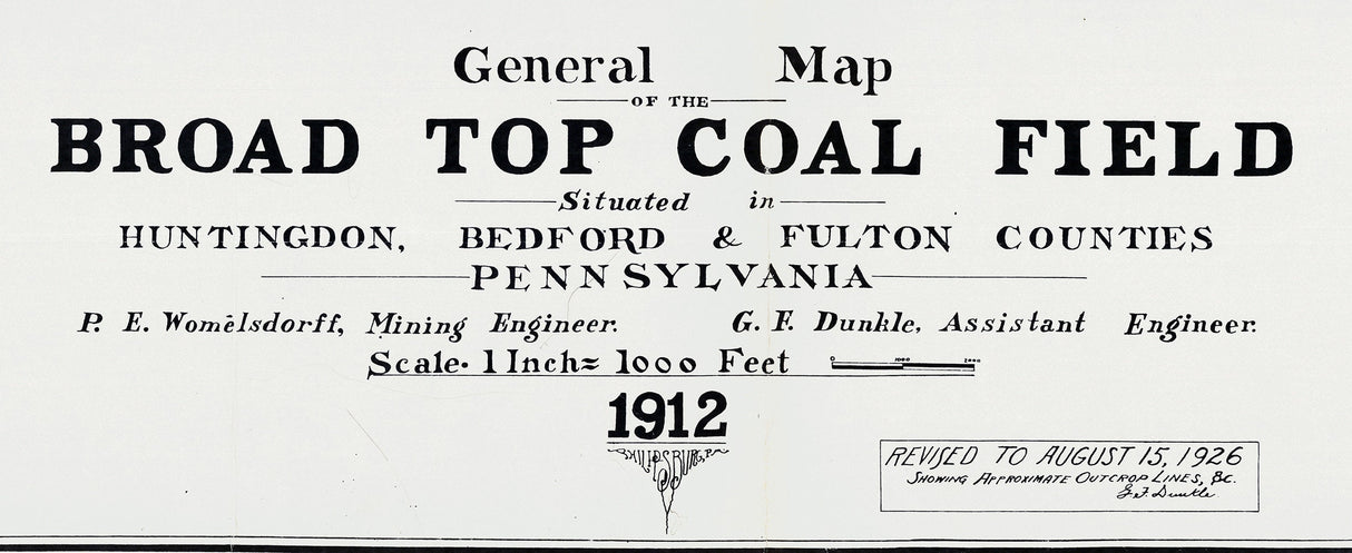 1912 Map of Broad Top Coal Field Huntingdon Bedford and Fulton County Pa