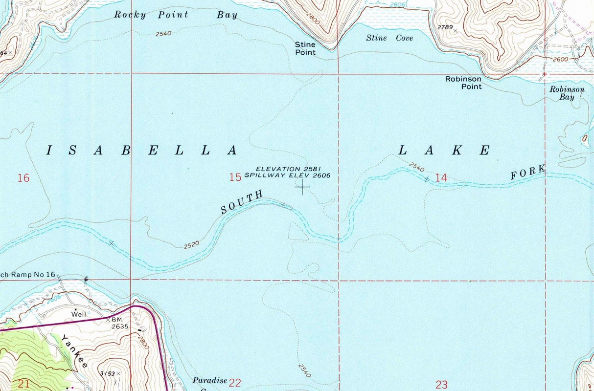 1972 Map of Lake Isabella California Bakersfield