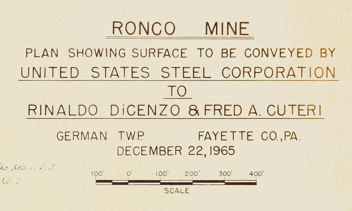 1965 Ronco PA Mine and Town Map Fayette County Masontown