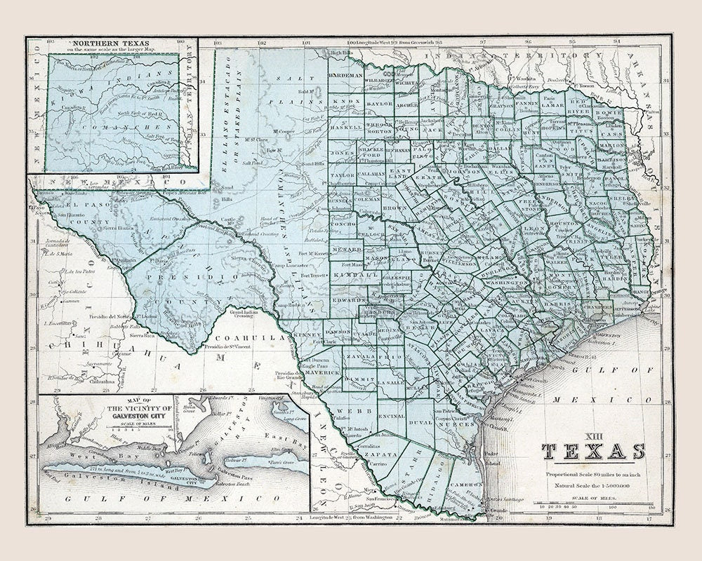 1865 Map of Texas