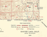 1953 Topo Map of Shaver Lake California Quadrangle