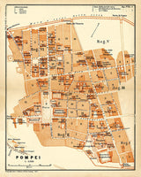 1910 Map of Pompei Italy Baedeker Map