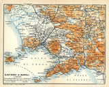 1910 Map of Napoli Vesuvius Italy Baedeker Map