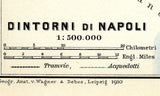 1910 Map of Napoli Vesuvius Italy Baedeker Map