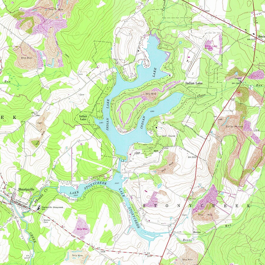 1971 Map of Indian Lake Somerset County Pennsylvania