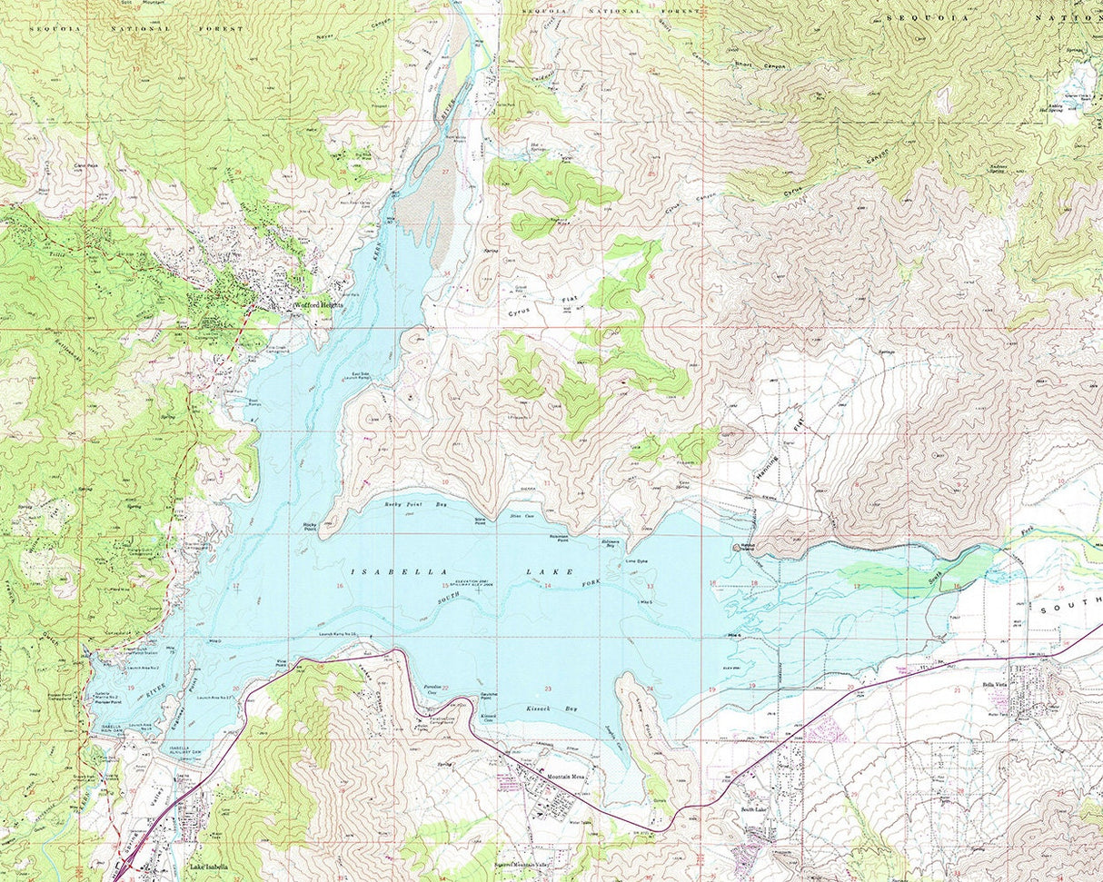 1972 Map of Lake Isabella California Bakersfield