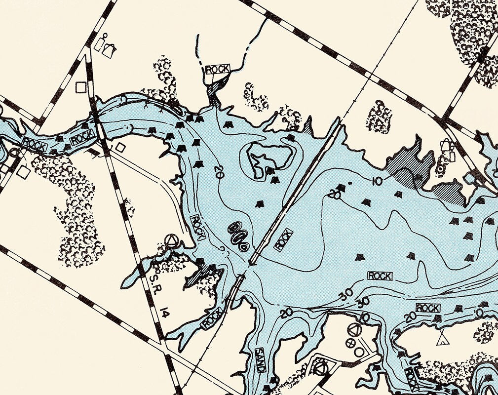1959 Map of Berlin Lake Reservoir Stark Mahoning and Portage County Ohio