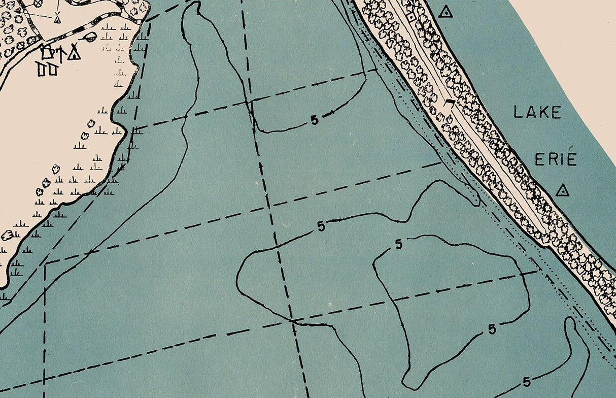 1959 Map of East Harbor Lake Erie Ottowa County Ohio