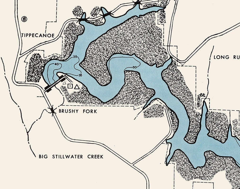 1960 Map of Clendening Lake Harrison County Ohio