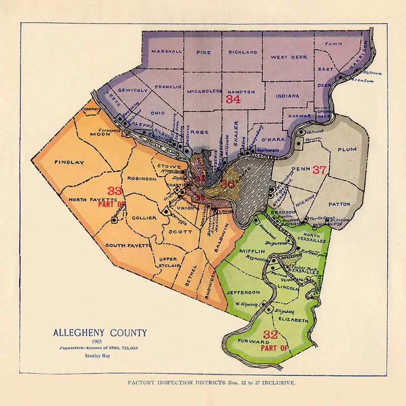1903 Map of Allegheny County Pennsylvania