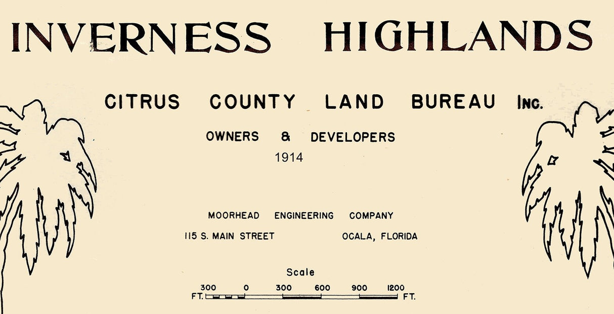 1914 Map of Inverness Highlands Citrus County Florida