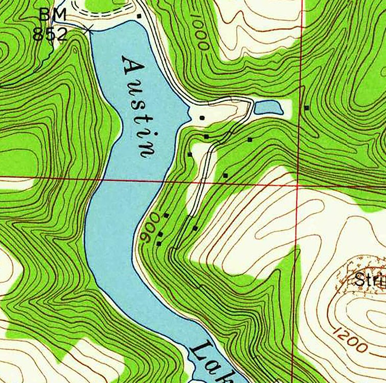 1960 Map of Austin Lake Ohio