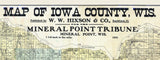 1901 Farm Line Map of Iowa County Wisconsin