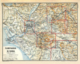1910 Baedeker Map of Rome Italy and Environs Campagna Di Roma