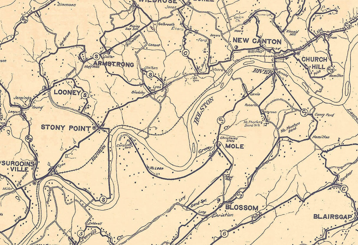 1920 Map of Hawkins County Tennessee