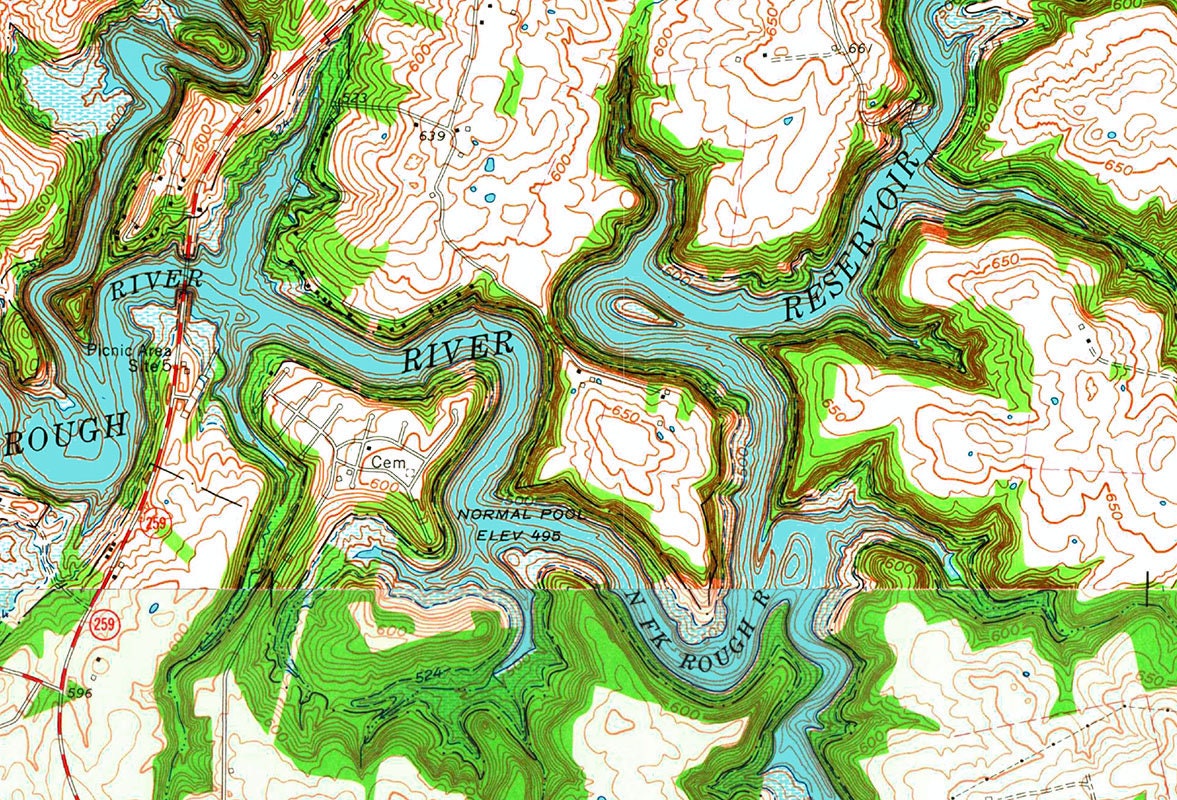 1963 Topo Map of Rough River Lake Kentucky