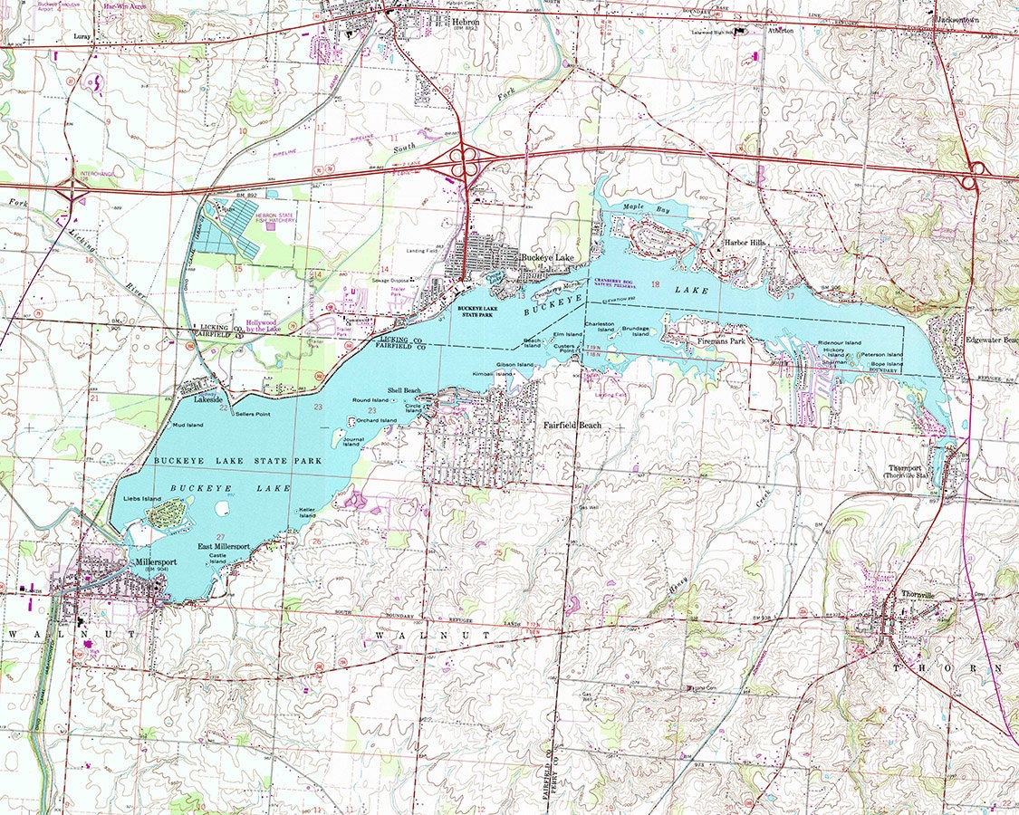 1995 Map of Buckeye Lake Ohio