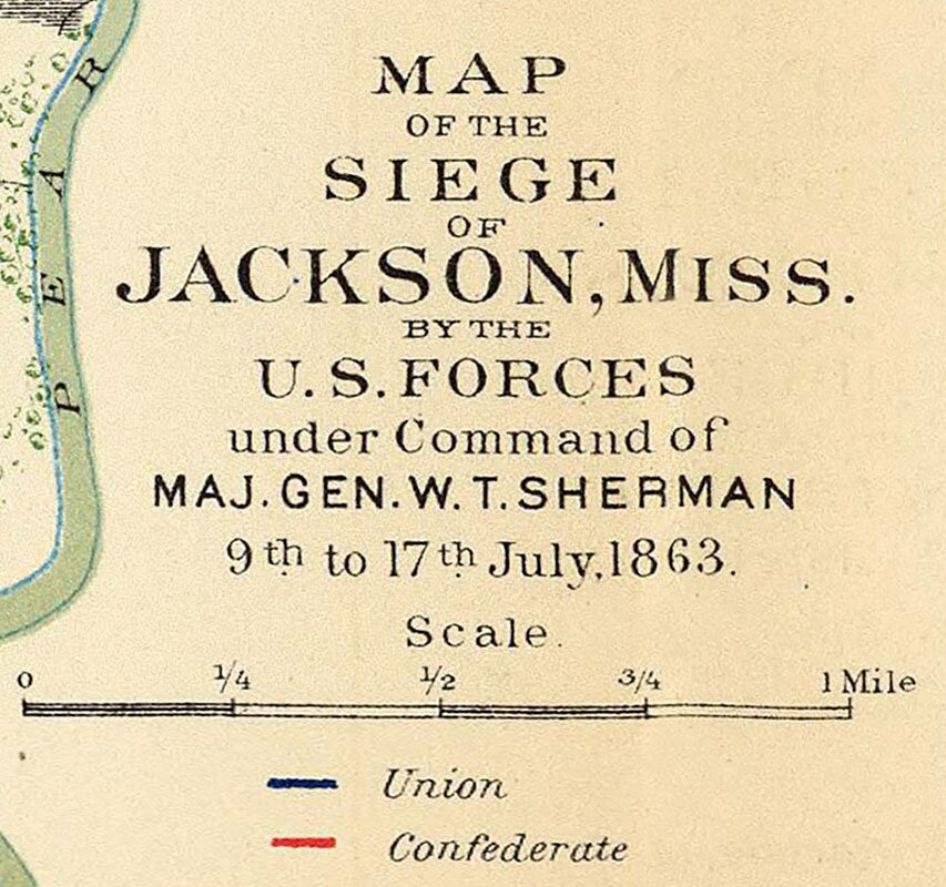 1863 Map of Jackson Mississippi