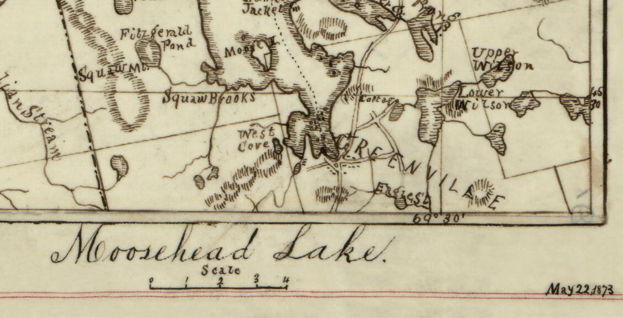 1873 Map of Moosehead Lake Maine