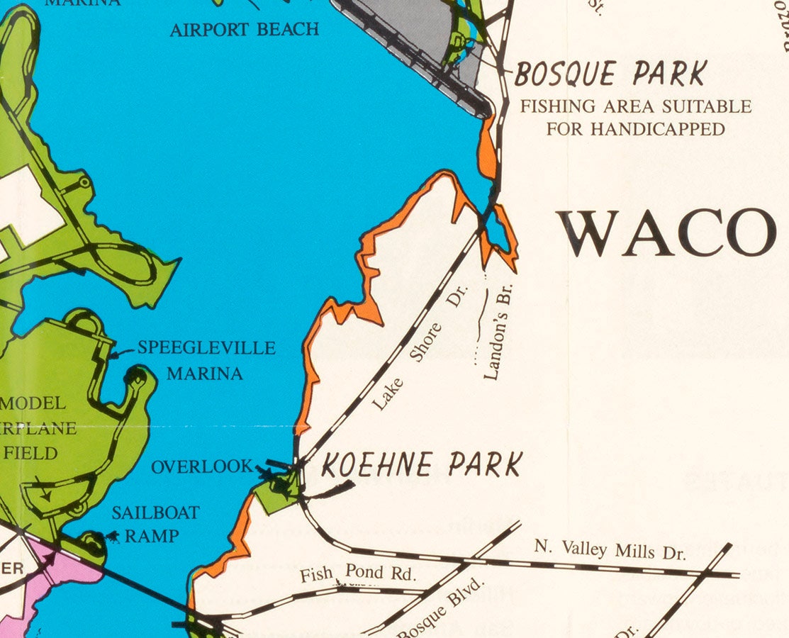 1987 Map of Waco Lake Texas