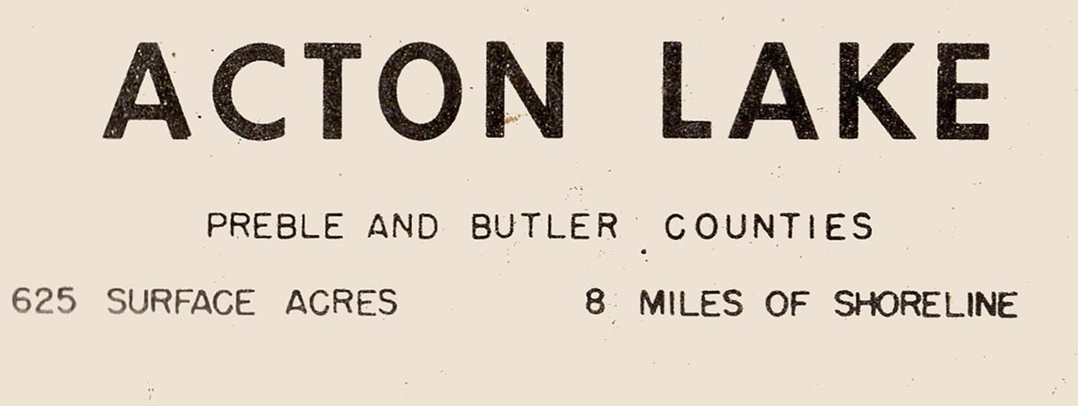 1960 Map of Acton Lake Preble and Butler County Ohio