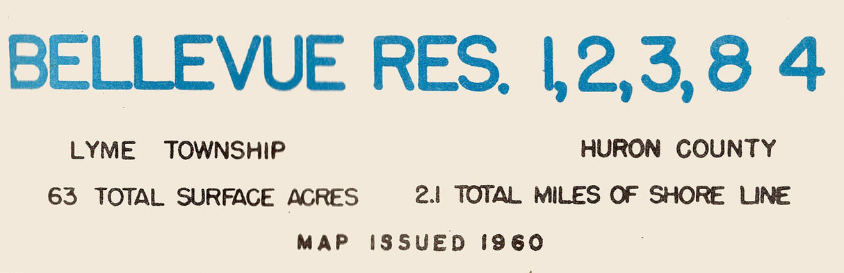 1960 Map of Bellevue Lake 1 -4 Huron County Ohio