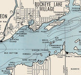 1960 Map of Buckeye Lake Fairfield Perry and Licking County Ohio