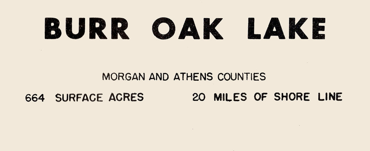 1960 Map of Burr Oak Lake Morgan and Athens County Ohio