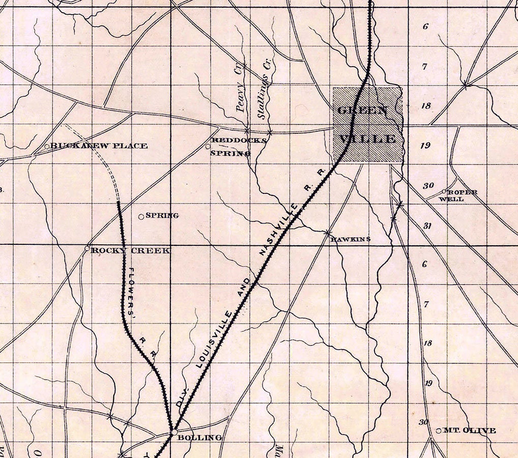 1884 Map of Butler County Alabama