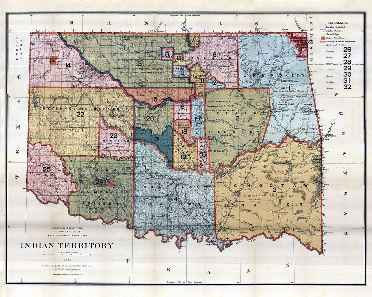 1885 Map of Oklahoma Indian Territory