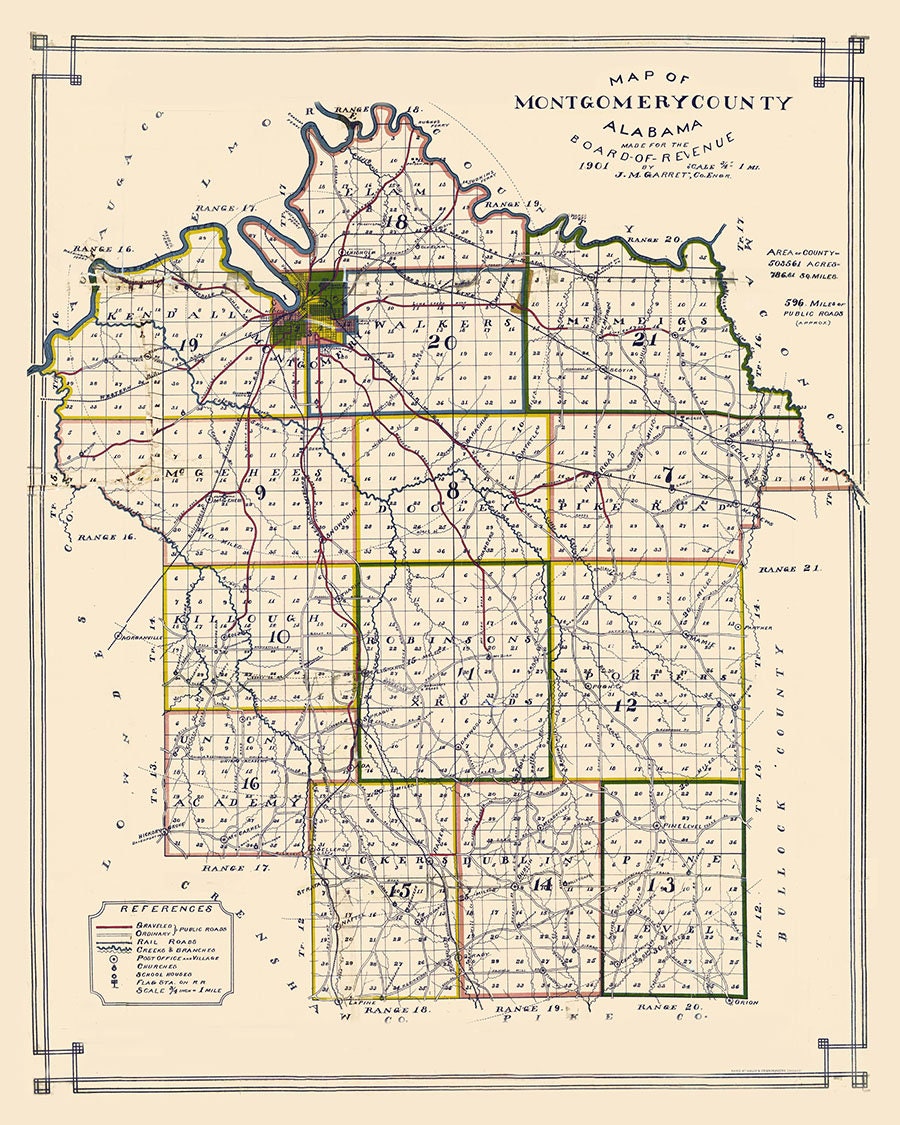 1901 Map of Montgomery County Alabama