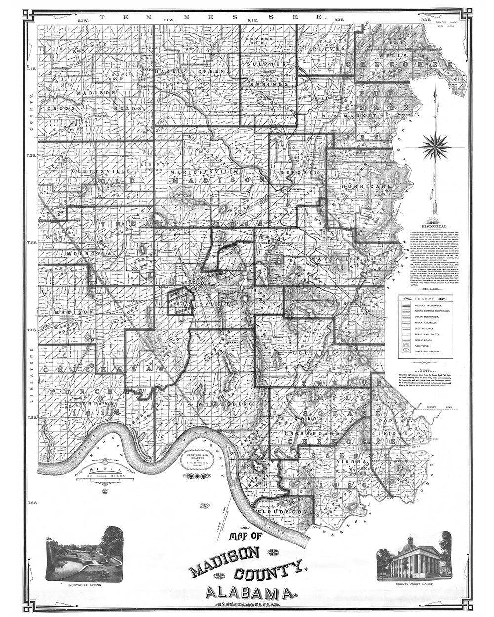 1909 Map of Madison County Alabama