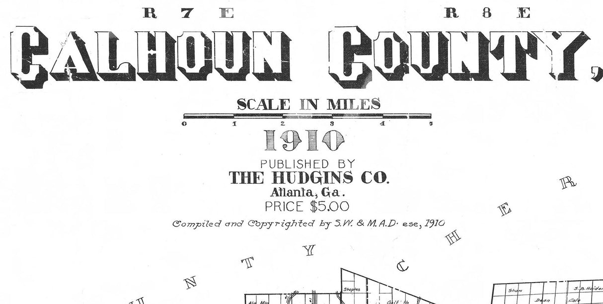 1910 Map of Calhoun County Alabama