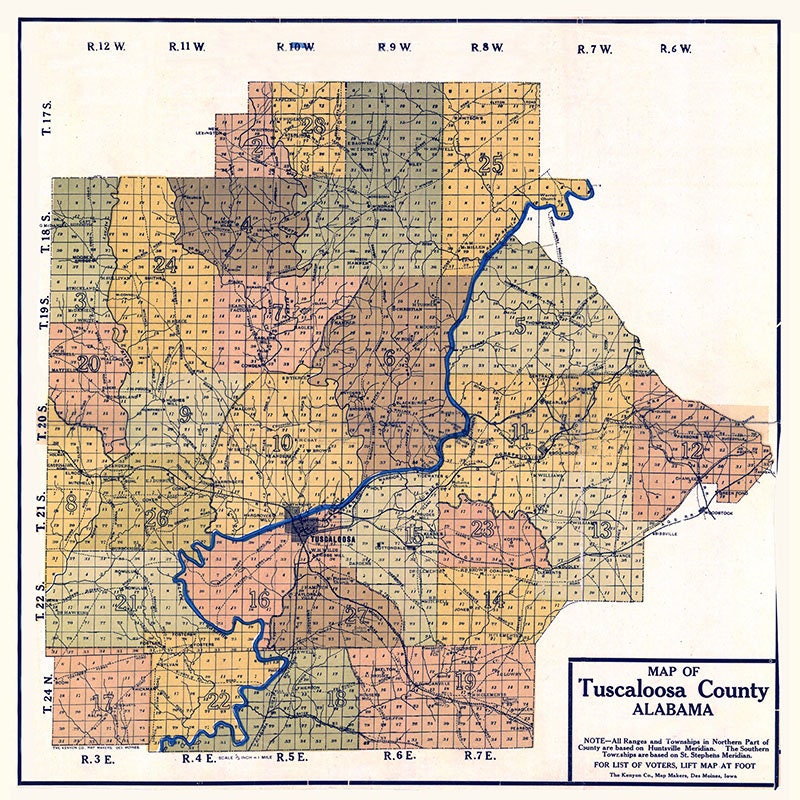 1920 Map of Tuscaloosa County Alabama