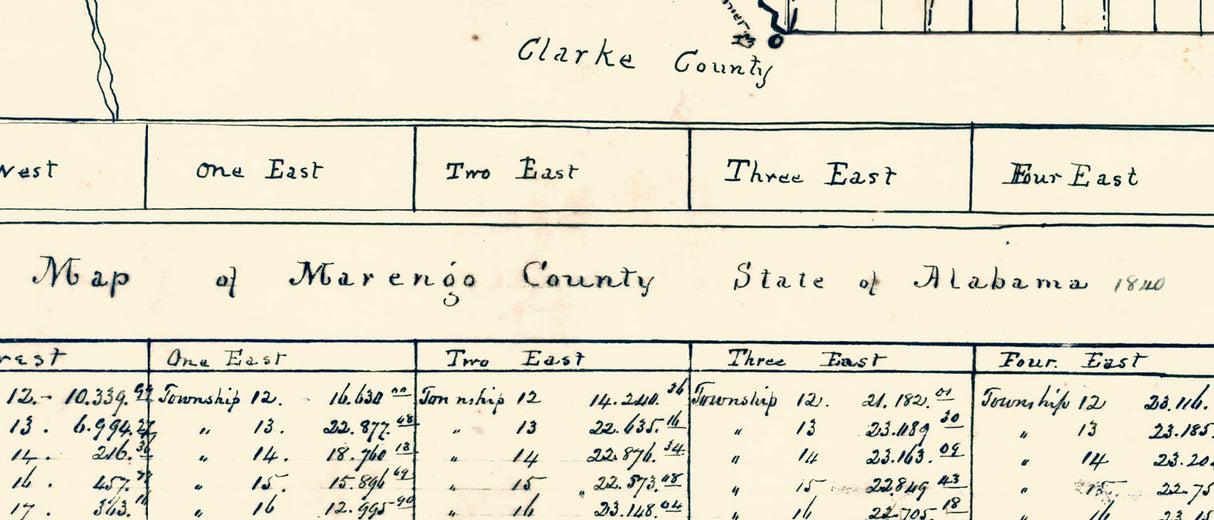 1840 Map of Marengo County Alabama