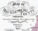 1870 Map of Mecklenburg County Virginia