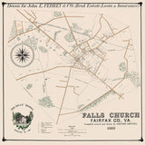 1890 Map of Falls Church Fairfax County Virginia