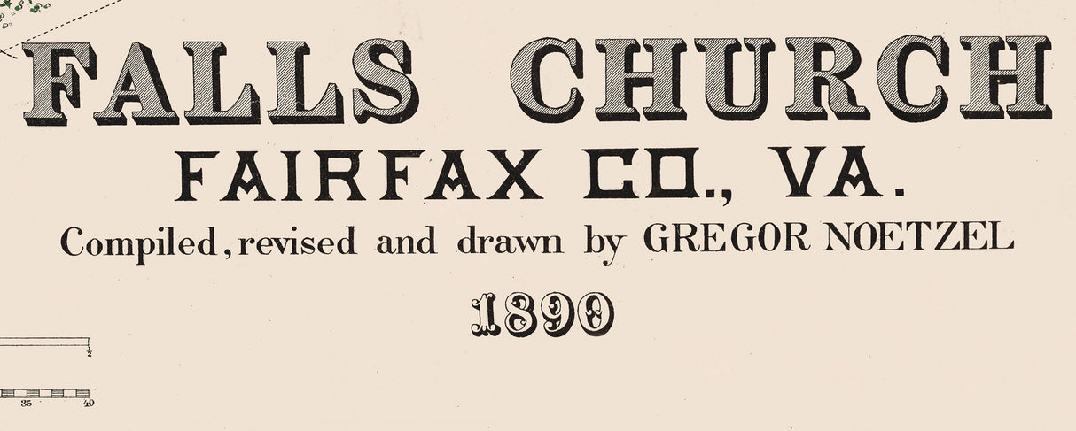 1890 Map of Falls Church Fairfax County Virginia