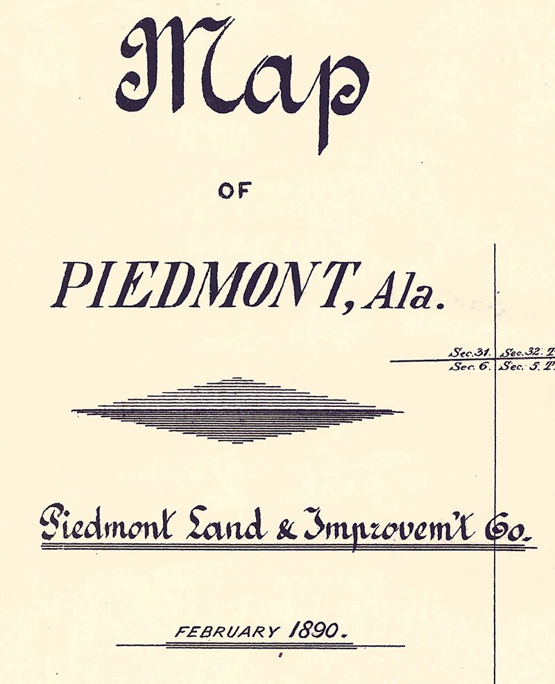 1890 Map of Piedmont Alabama